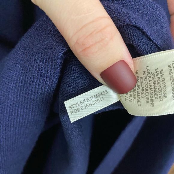 Eliza J | Stripe Mock Neck Fit & Flare Dress Navy Medium - Picture 7 of 7